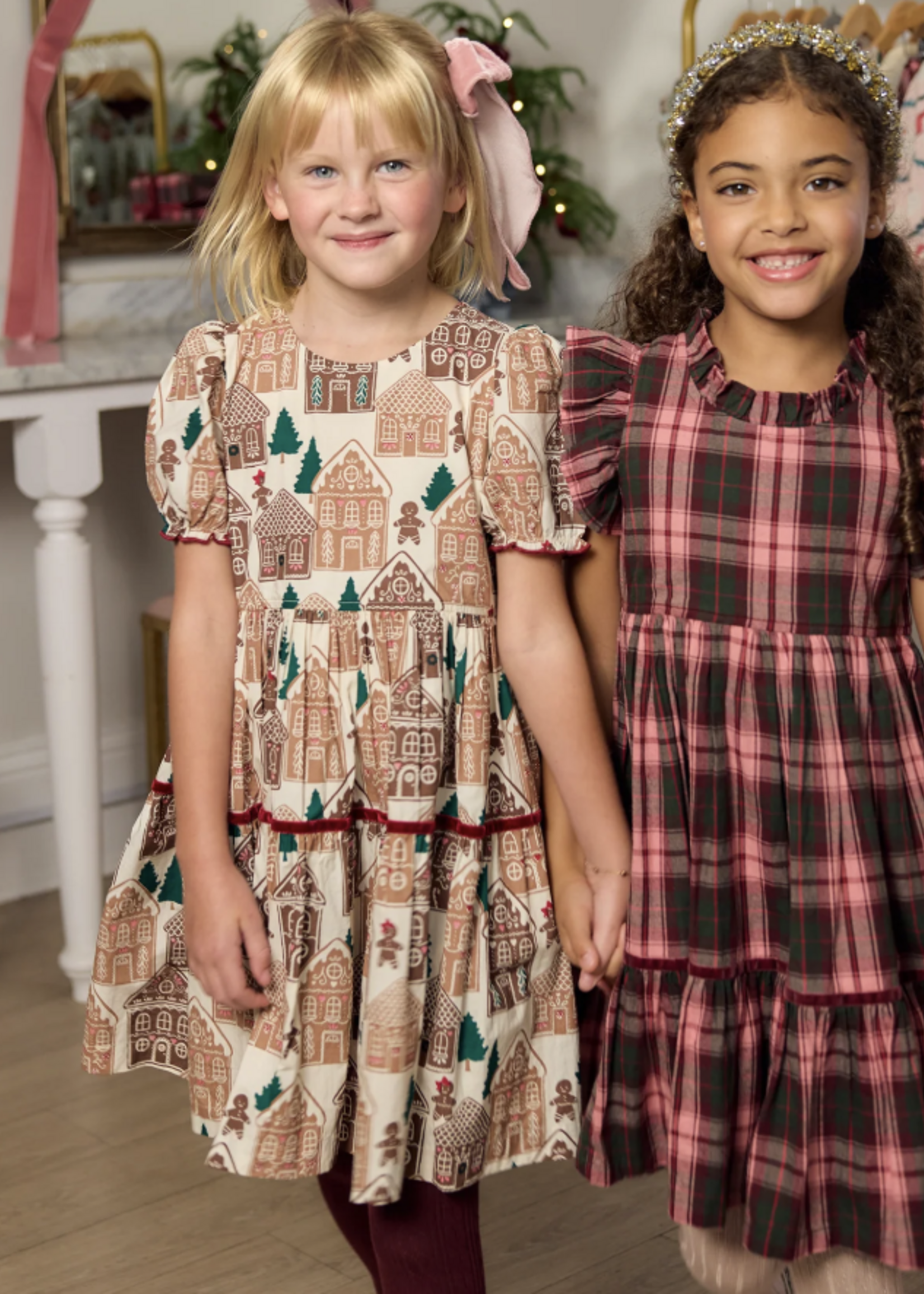 Pink Chicken girls eliza dress - gingerbread houses