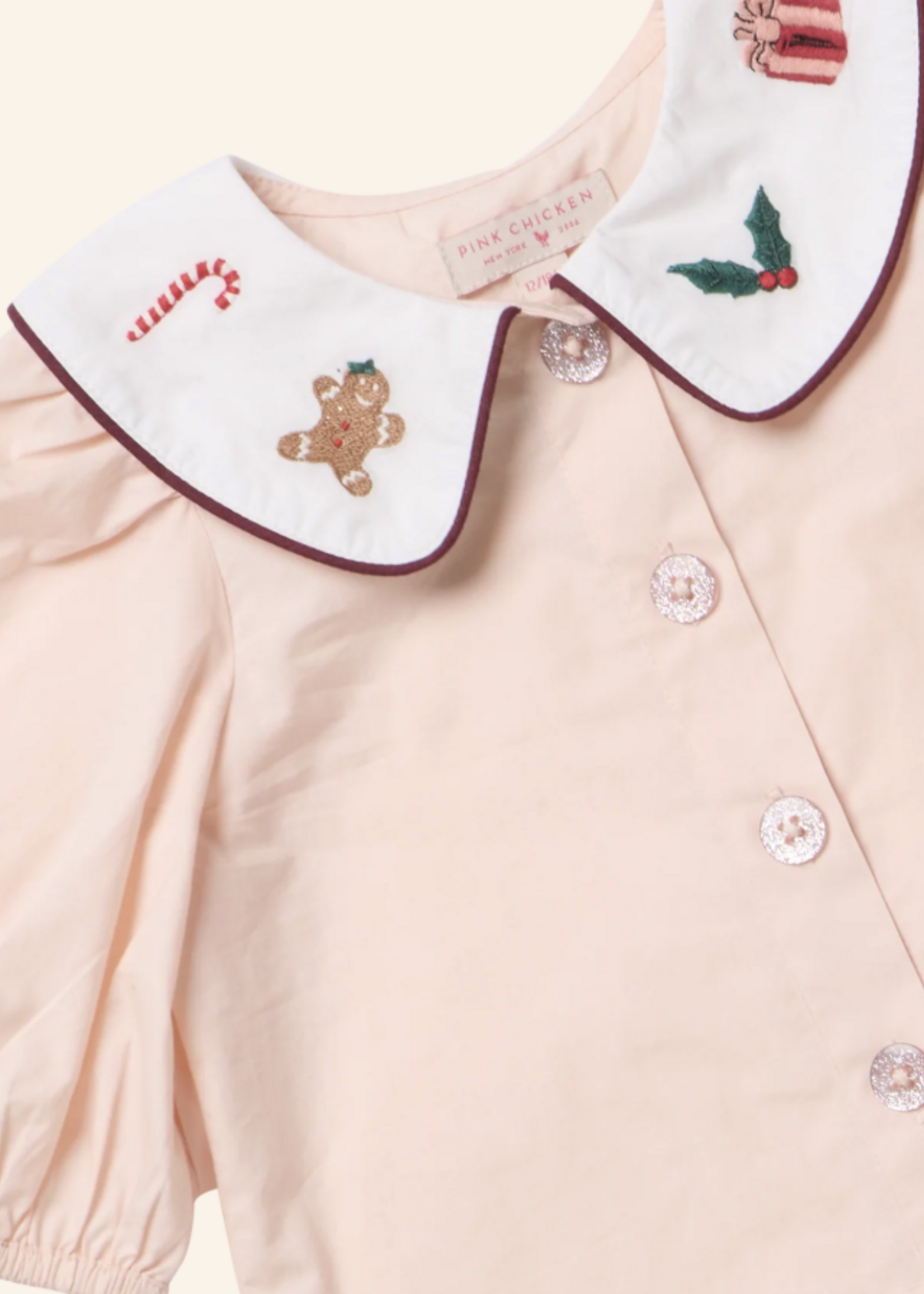 Pink Chicken baby girls noelle 2pc set - gingerbread houses