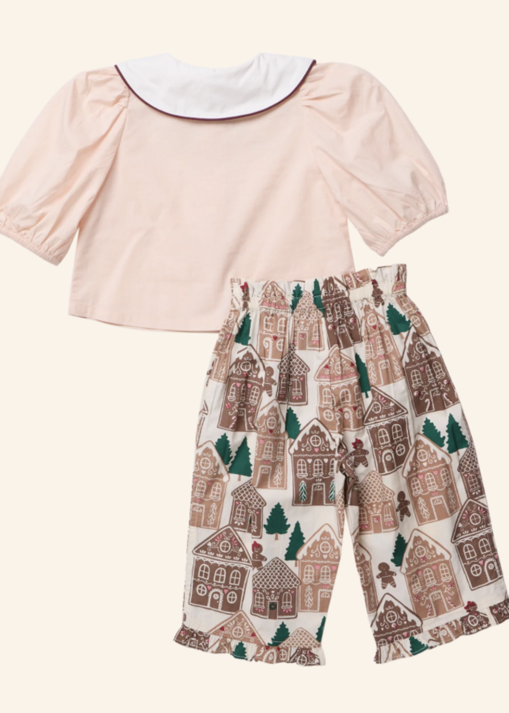 Pink Chicken baby girls noelle 2pc set - gingerbread houses