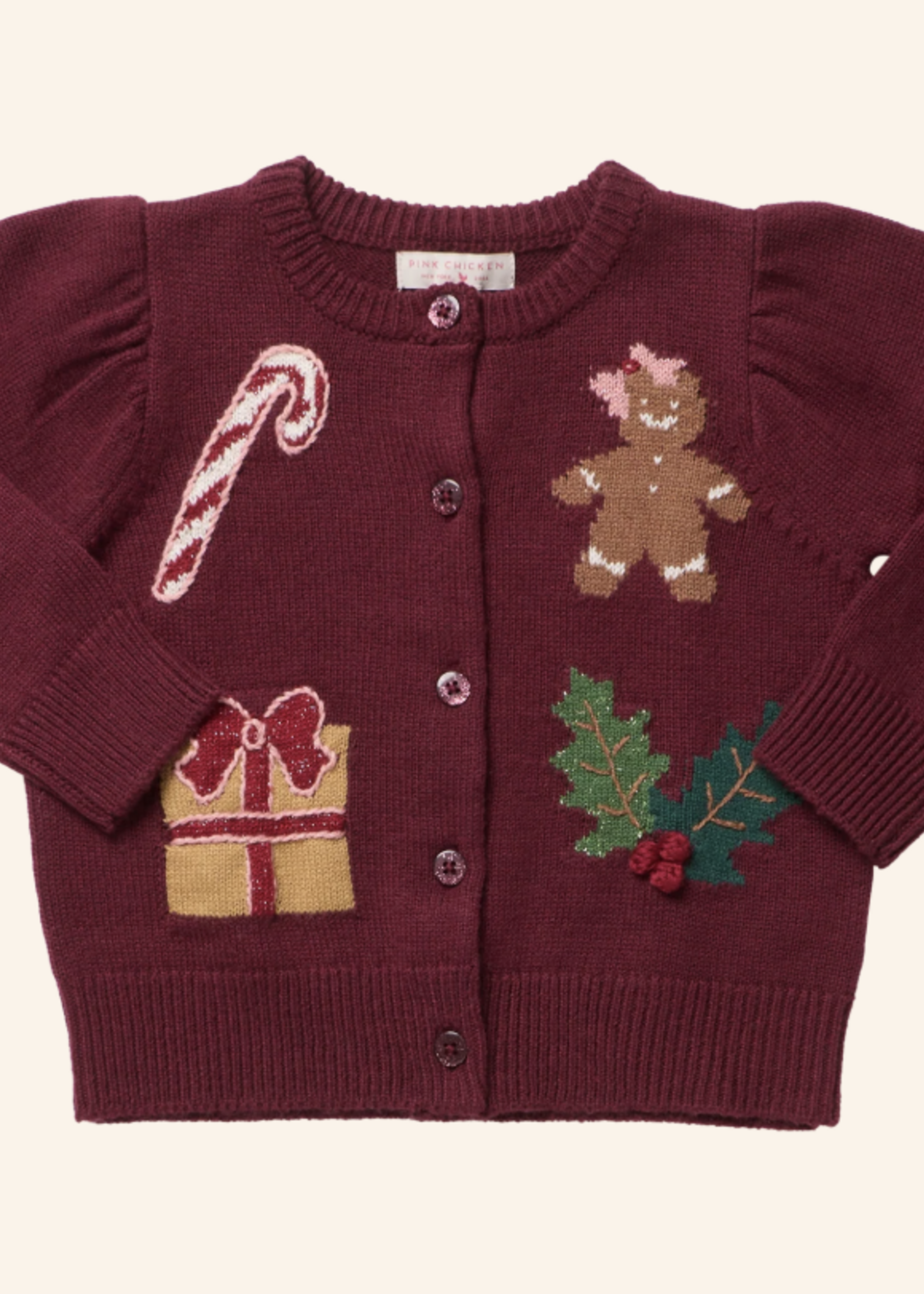 Pink Chicken girls constance sweater - holiday patches