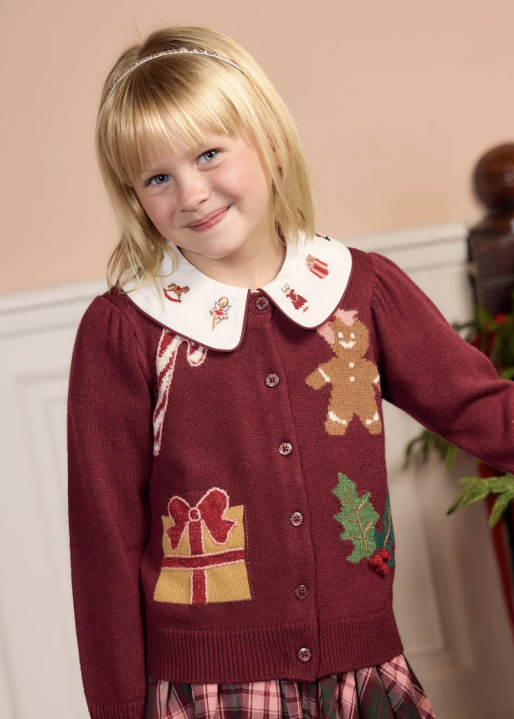 Pink Chicken girls constance sweater - holiday patches