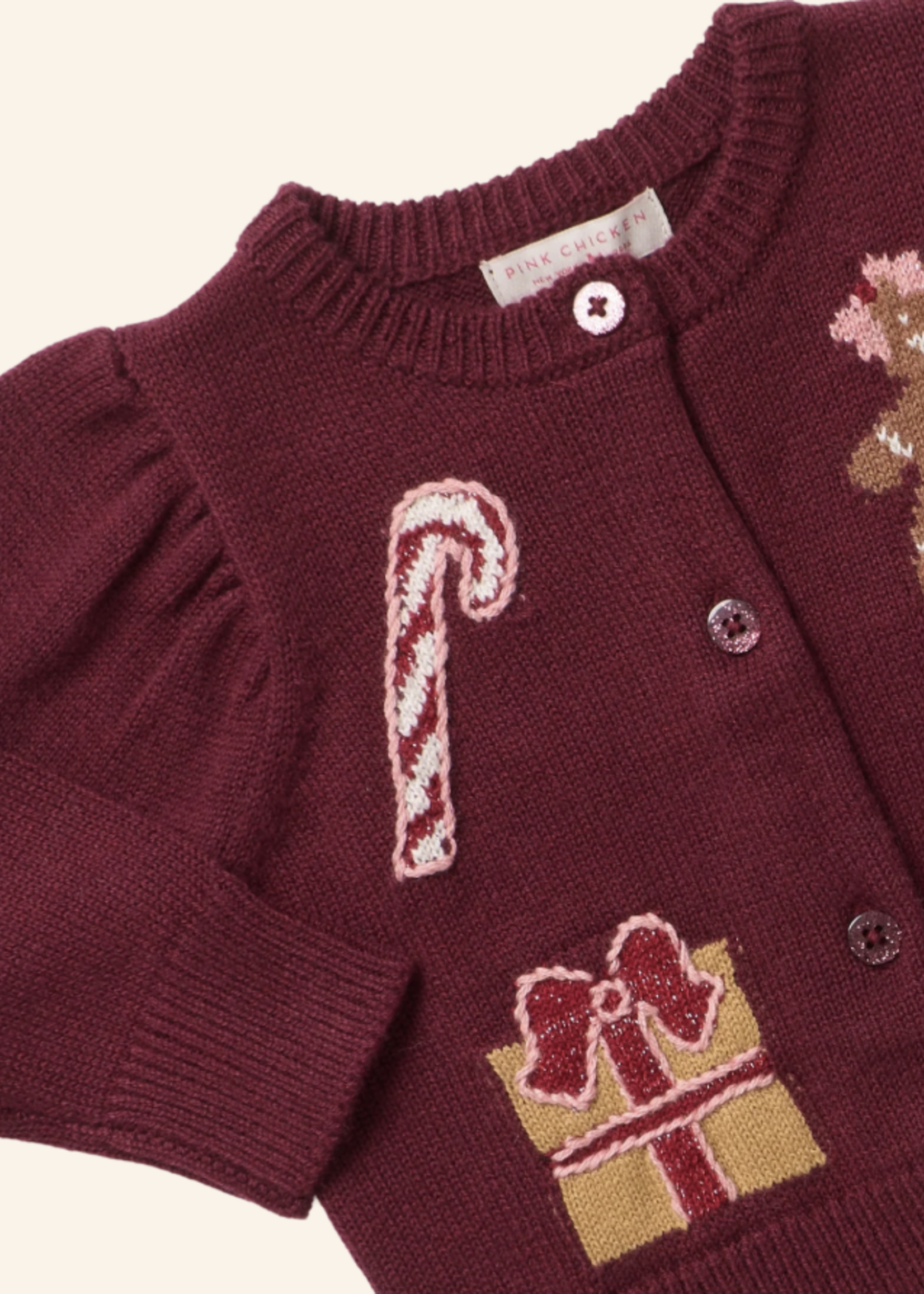 Pink Chicken girls constance sweater - holiday patches