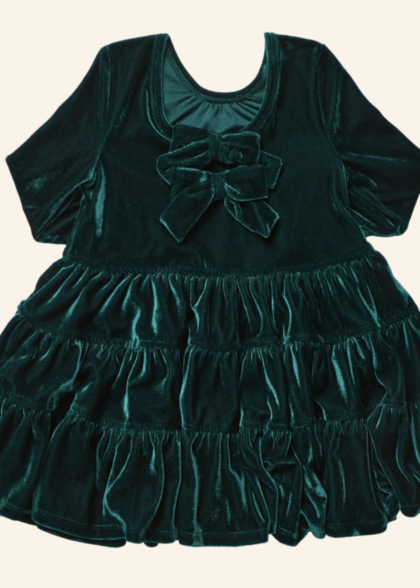 Pink Chicken girls pearl dress - evergreen velour