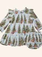 Pink Chicken baby girls harper dress set - trees and presents