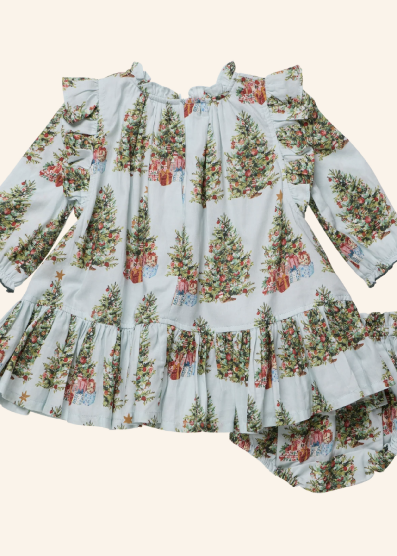 Pink Chicken baby girls harper dress set - trees and presents