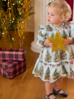 Pink Chicken baby girls harper dress set - trees and presents