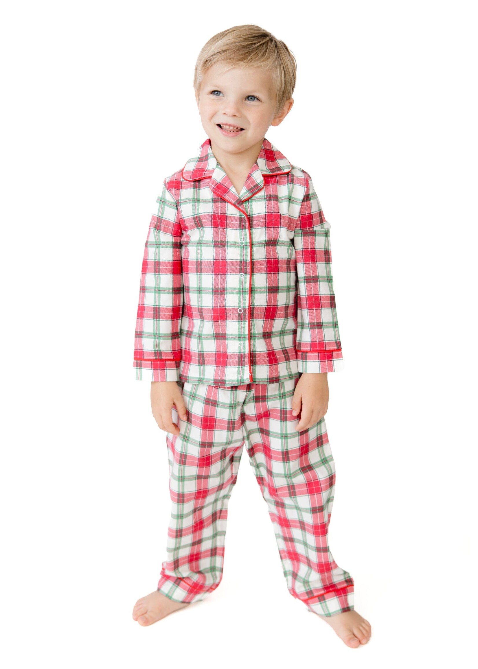 Angel Dear Holiday Plaid Kids Long Sleeve Coat Style w/Pant