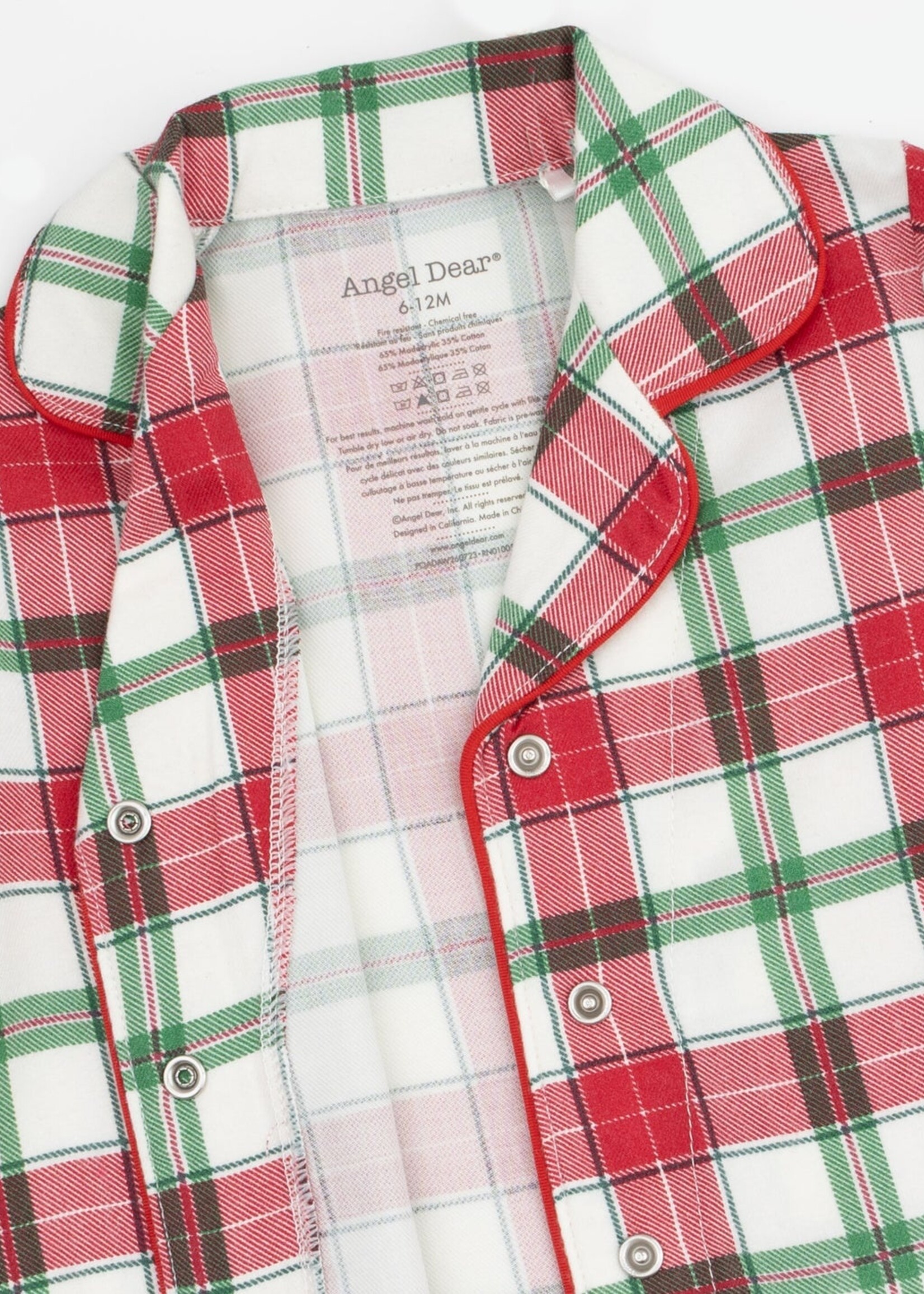 Angel Dear Holiday Plaid Kids Long Sleeve Coat Style w/Pant