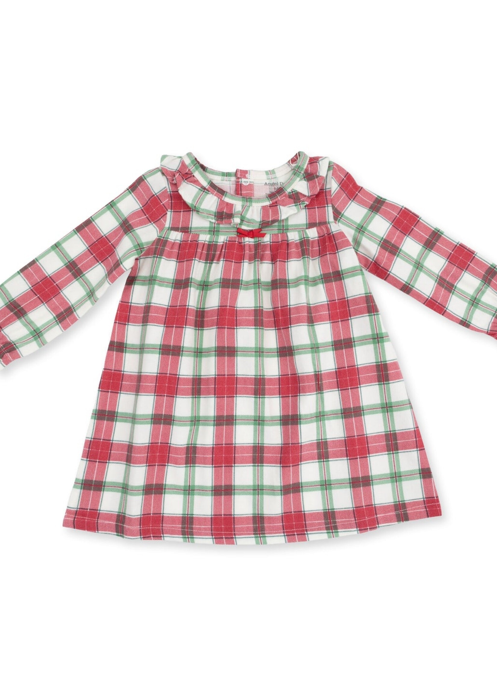 Angel Dear Holiday Plaid Long Sleeve Gown w/Ruffle Collar