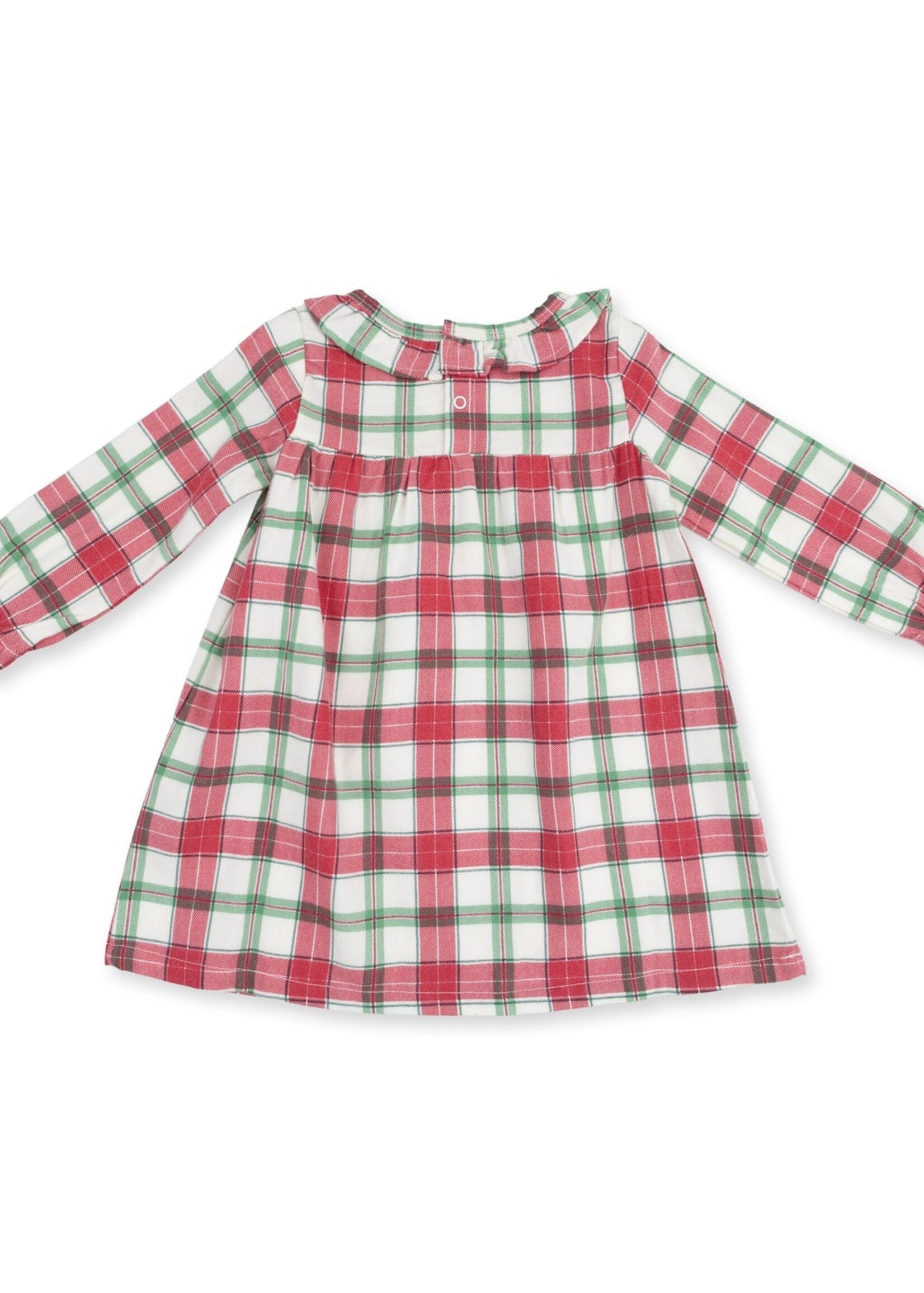 Angel Dear Holiday Plaid Long Sleeve Gown w/Ruffle Collar