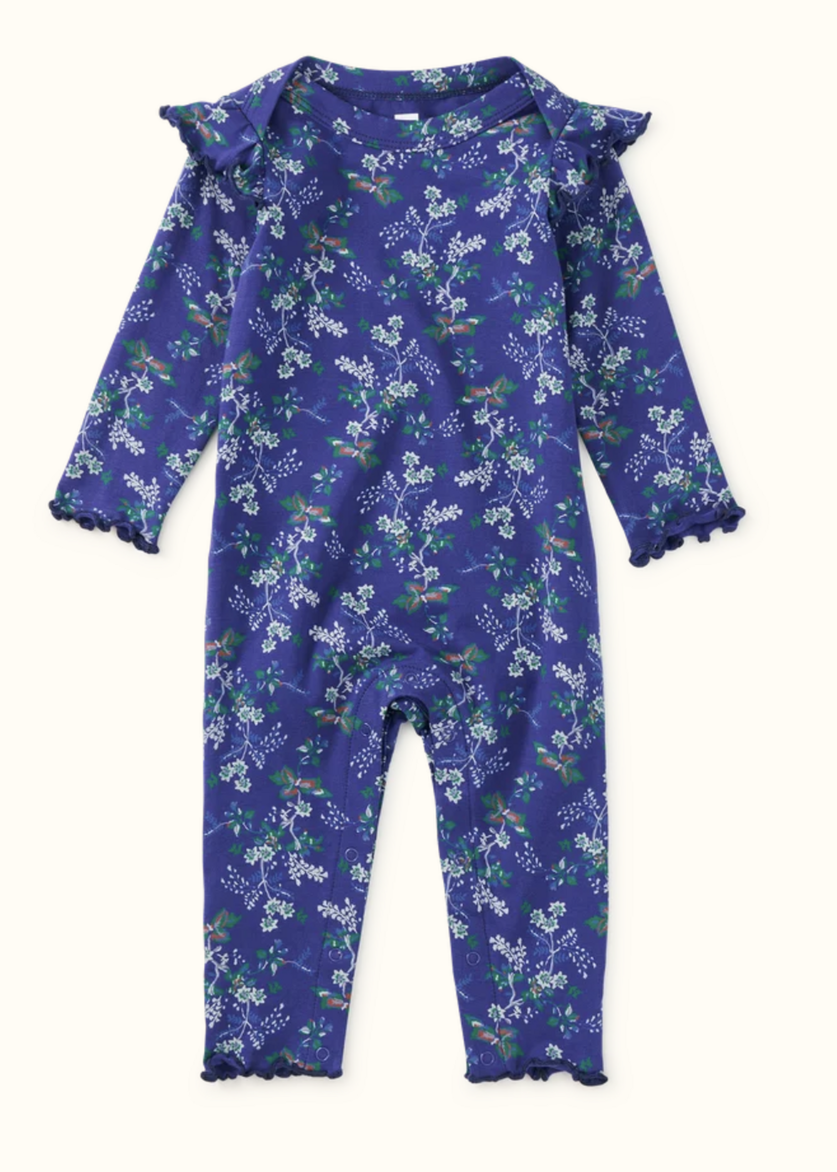 Tea Collection RUFFLE SHOULDER BABY ROMPER SCOTTISH FLORAL