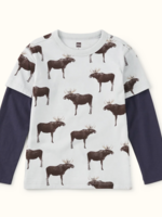 Tea Collection PRINTED LAYERED SLEEVE TEE MOOSE CROSSING
