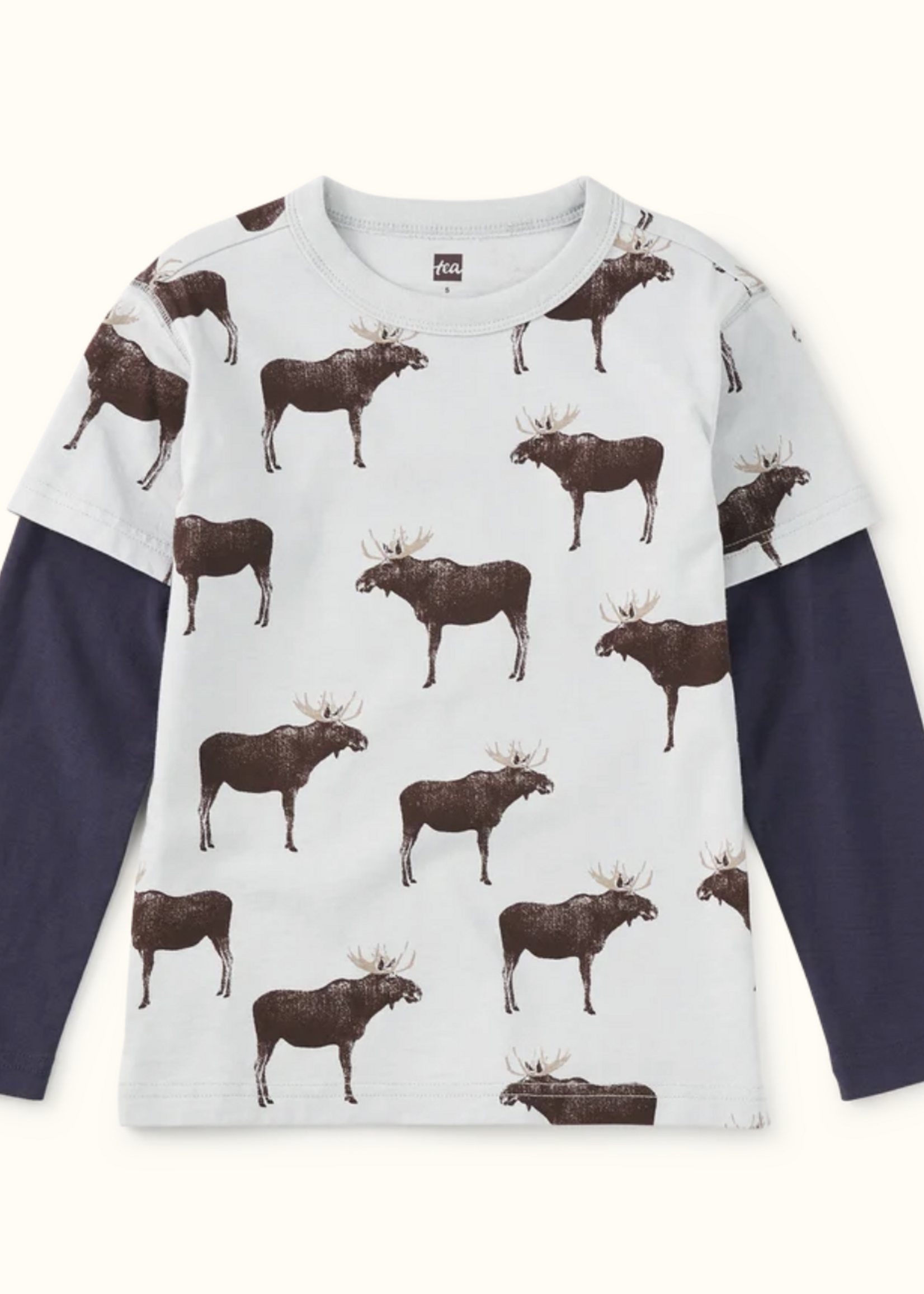 Tea Collection PRINTED LAYERED SLEEVE TEE MOOSE CROSSING