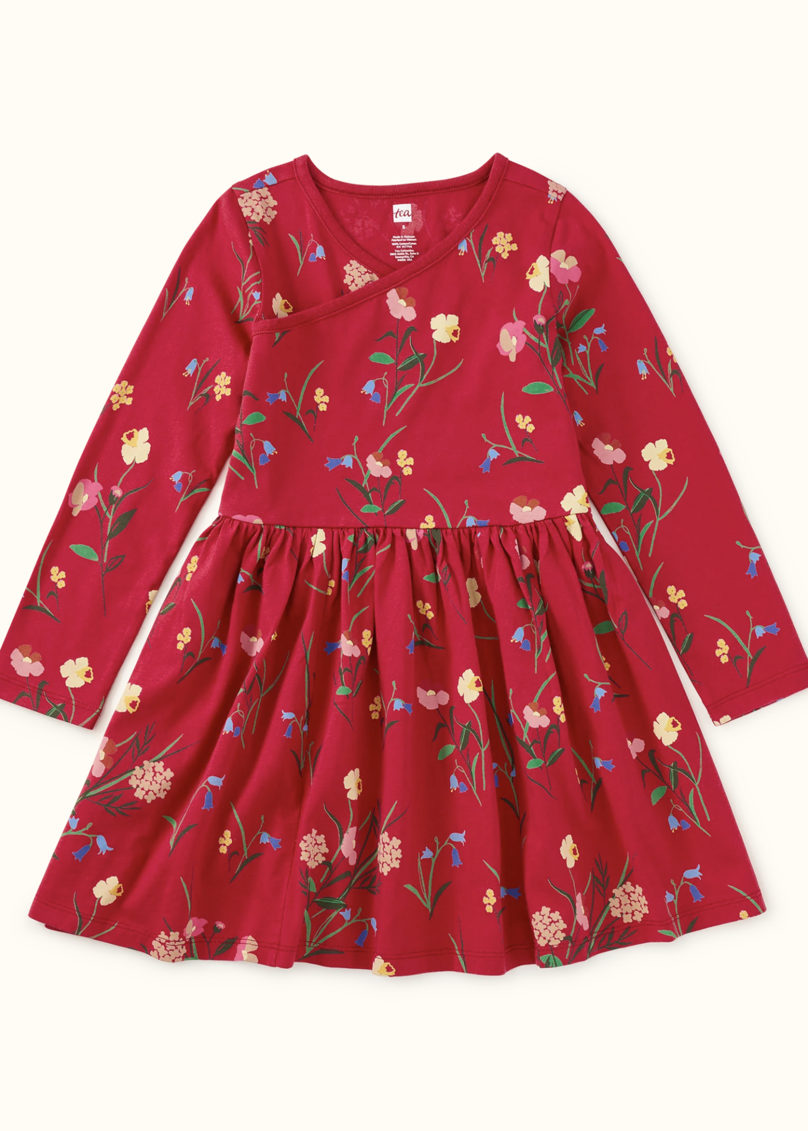 Tea Collection L/S WRAP NECK DRESS HOLLYHOCK GARDEN