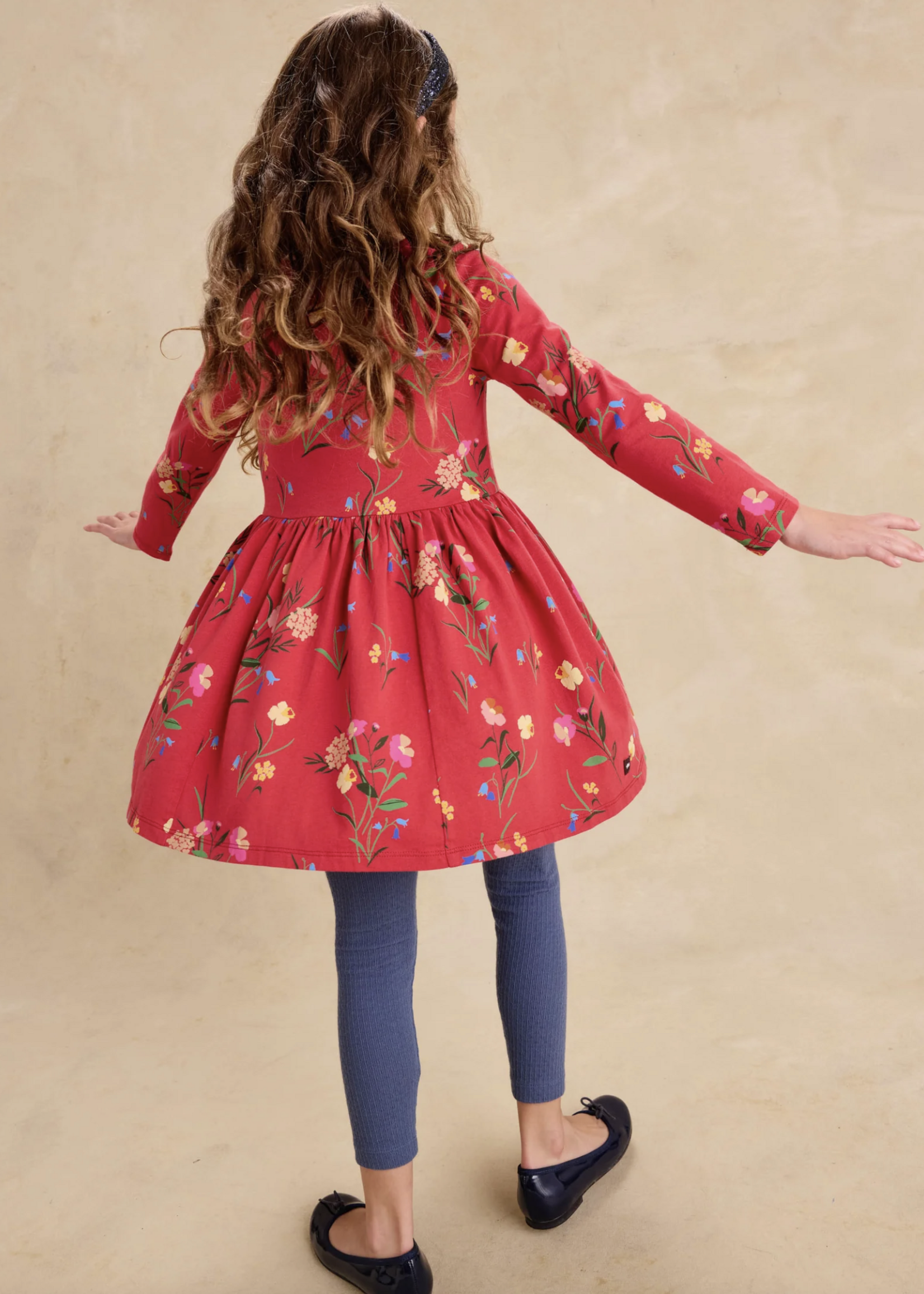 Tea Collection L/S WRAP NECK DRESS HOLLYHOCK GARDEN