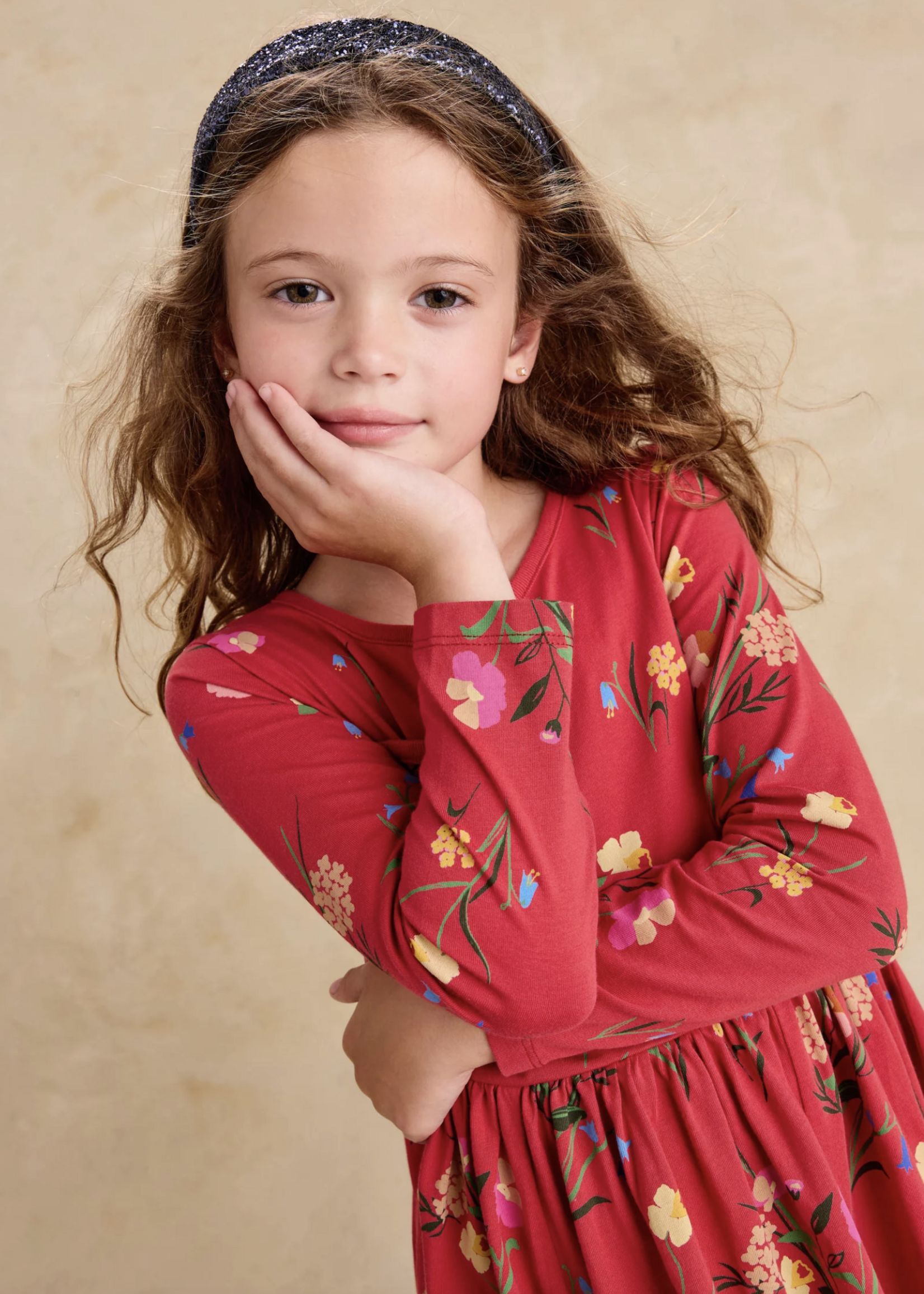 Tea Collection L/S WRAP NECK DRESS HOLLYHOCK GARDEN