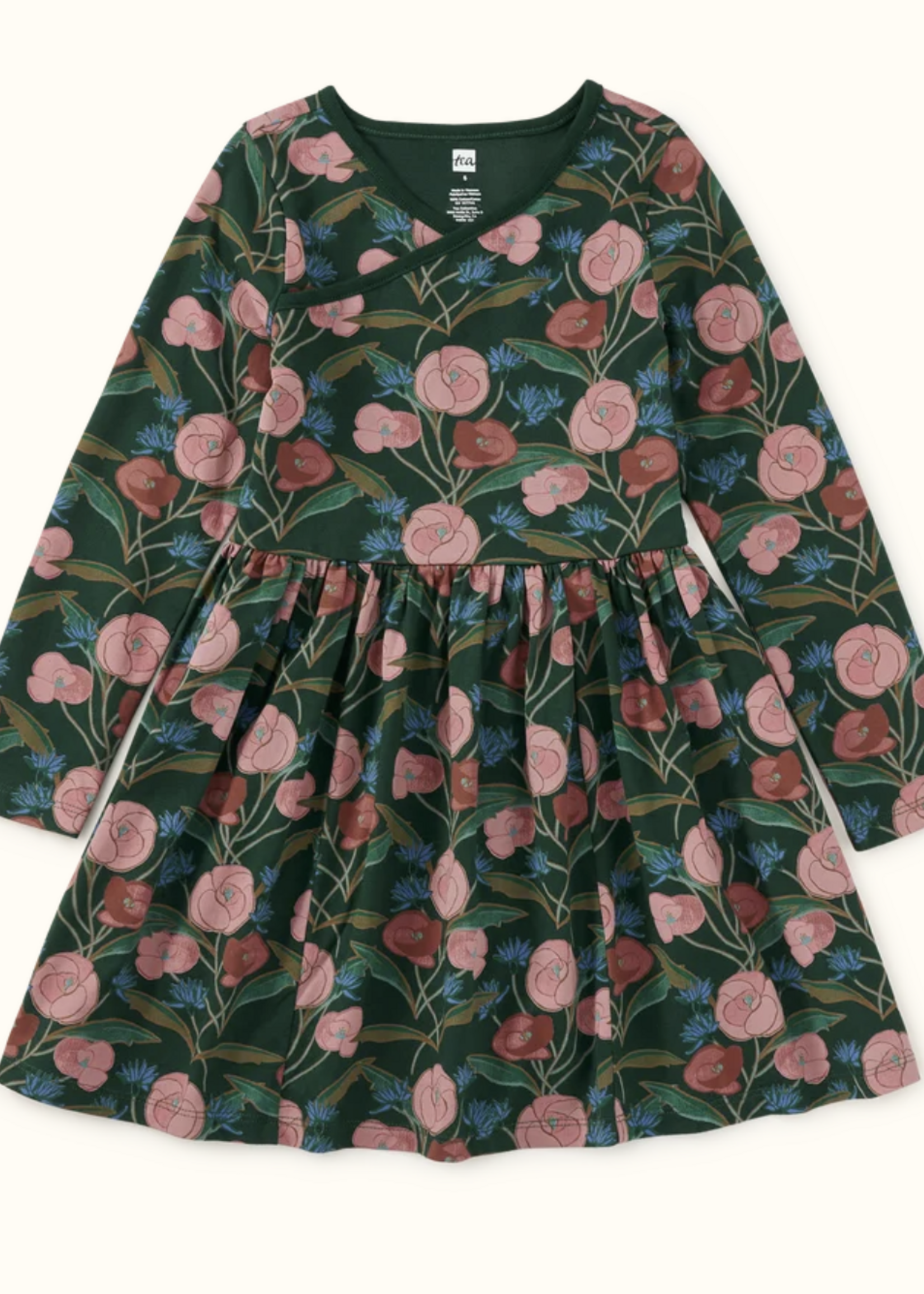Tea Collection L/S WRAP NECK DRESS VINTAGE ENGLISH FLORAL