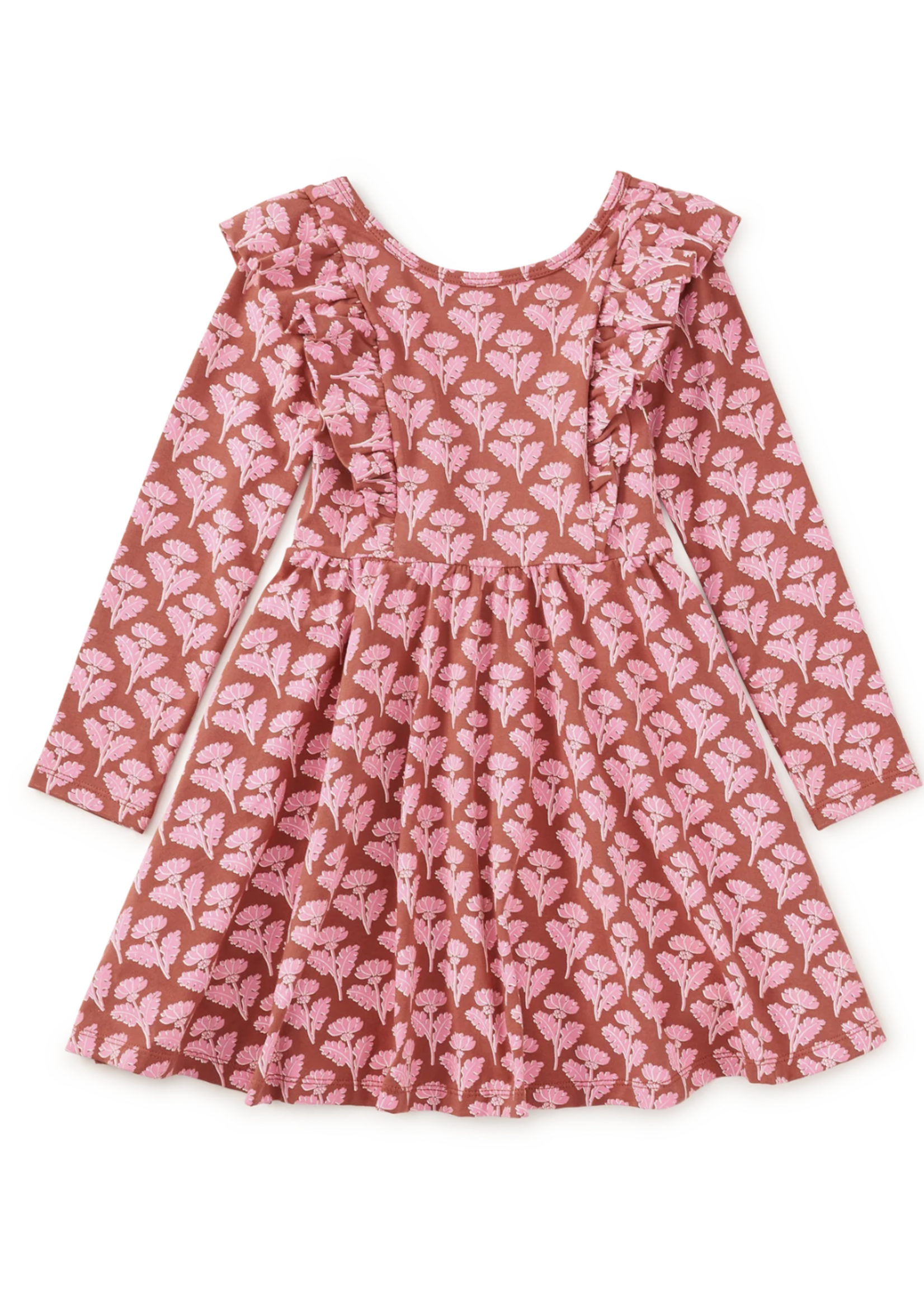 Tea Collection Ruffle Shoulder Ballet Dress Stamp Heirloom Floral