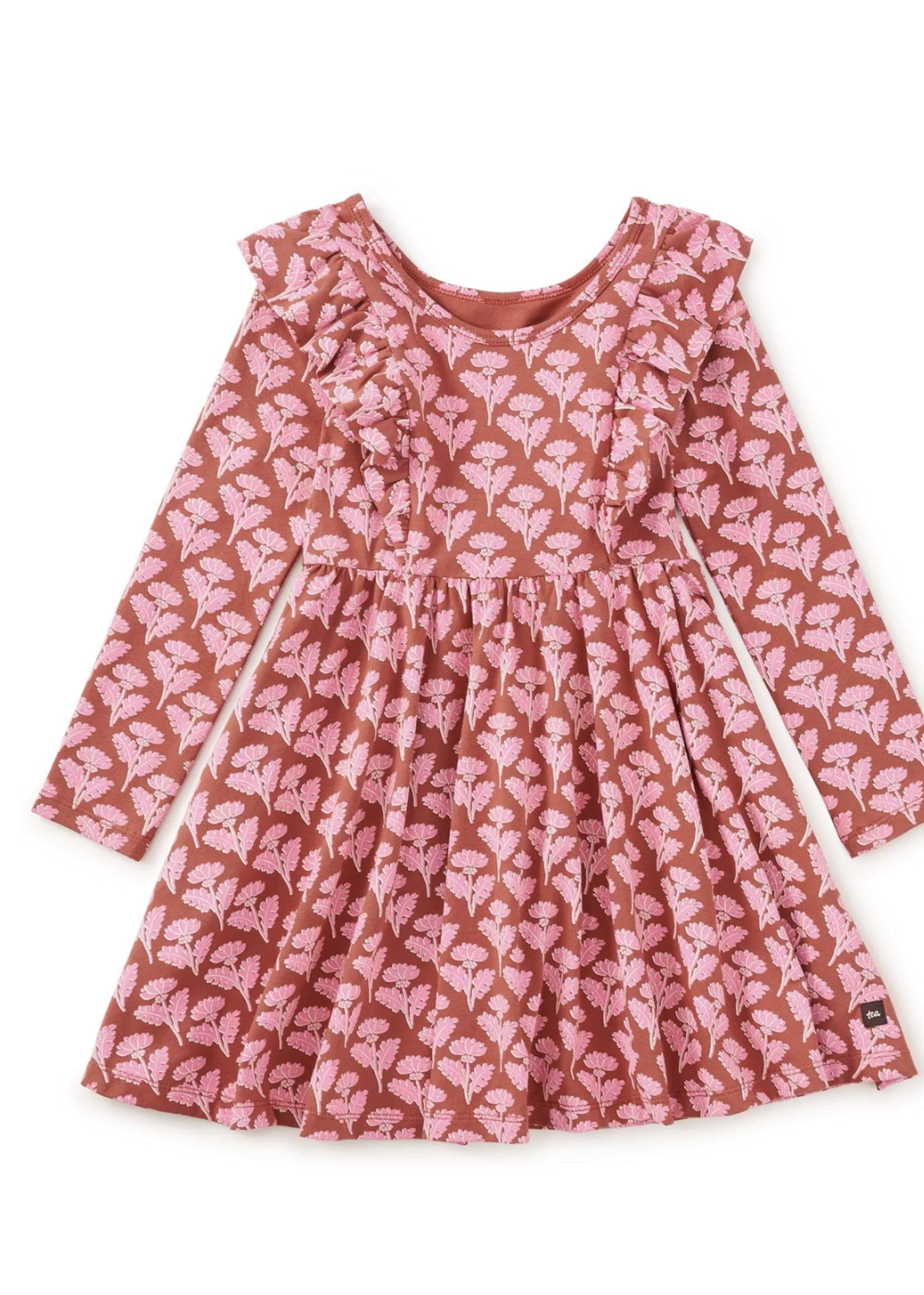 Tea Collection Ruffle Shoulder Ballet Dress Stamp Heirloom Floral