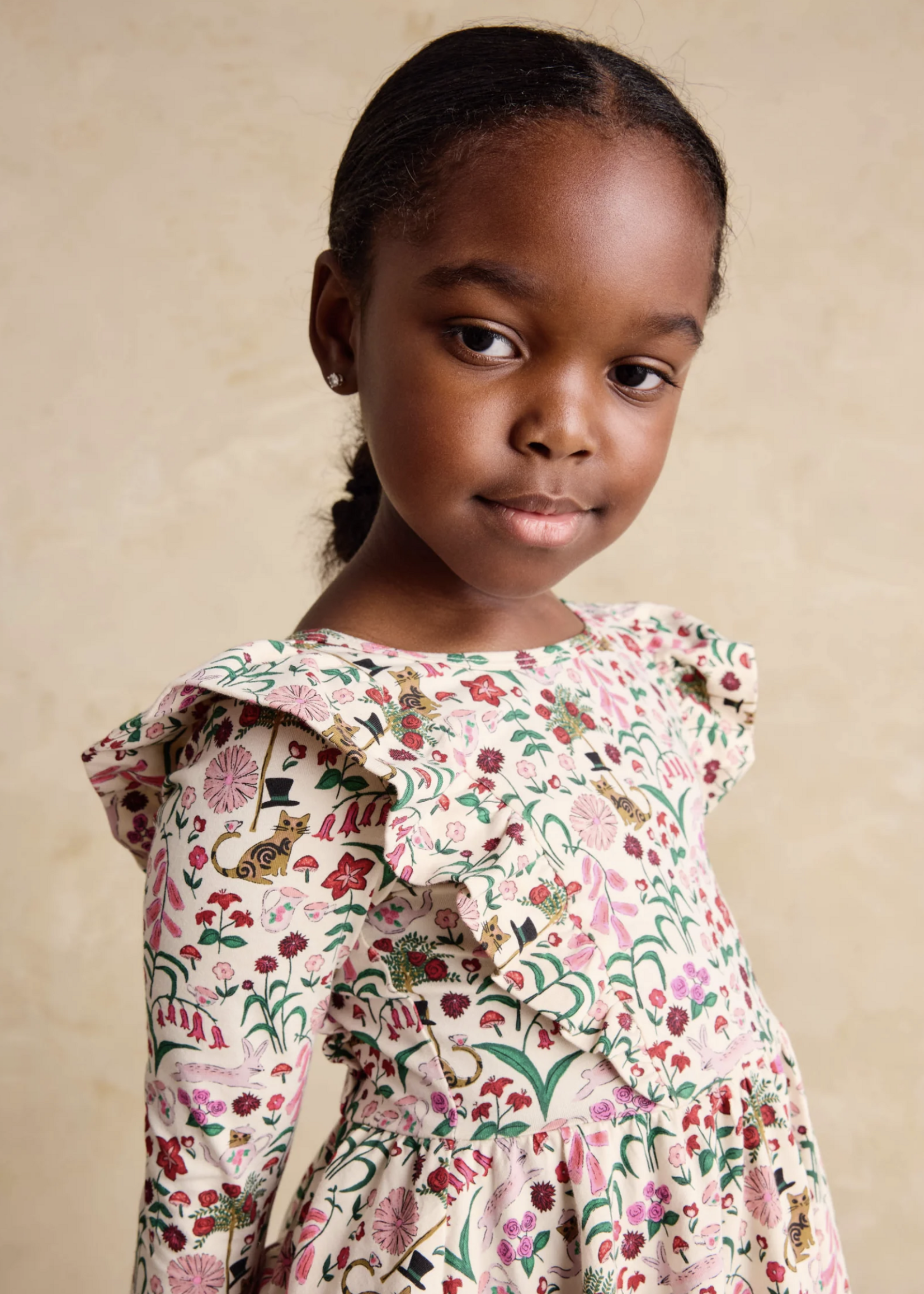 Tea Collection RUFFLE SHOULDER BALLET DRESS TEA PARTY FLORAL