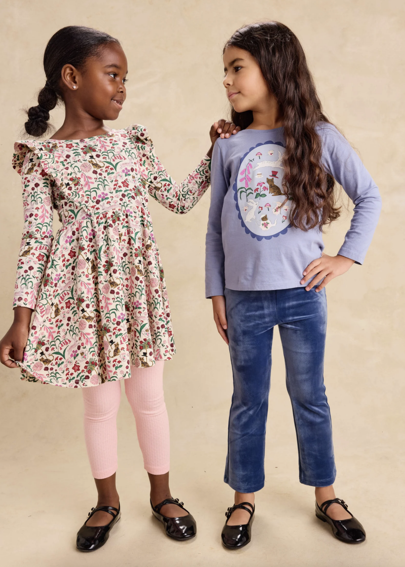 Tea Collection RUFFLE SHOULDER BALLET DRESS TEA PARTY FLORAL