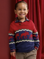 Hatley Kids Holiday Moose Pullover Sweater