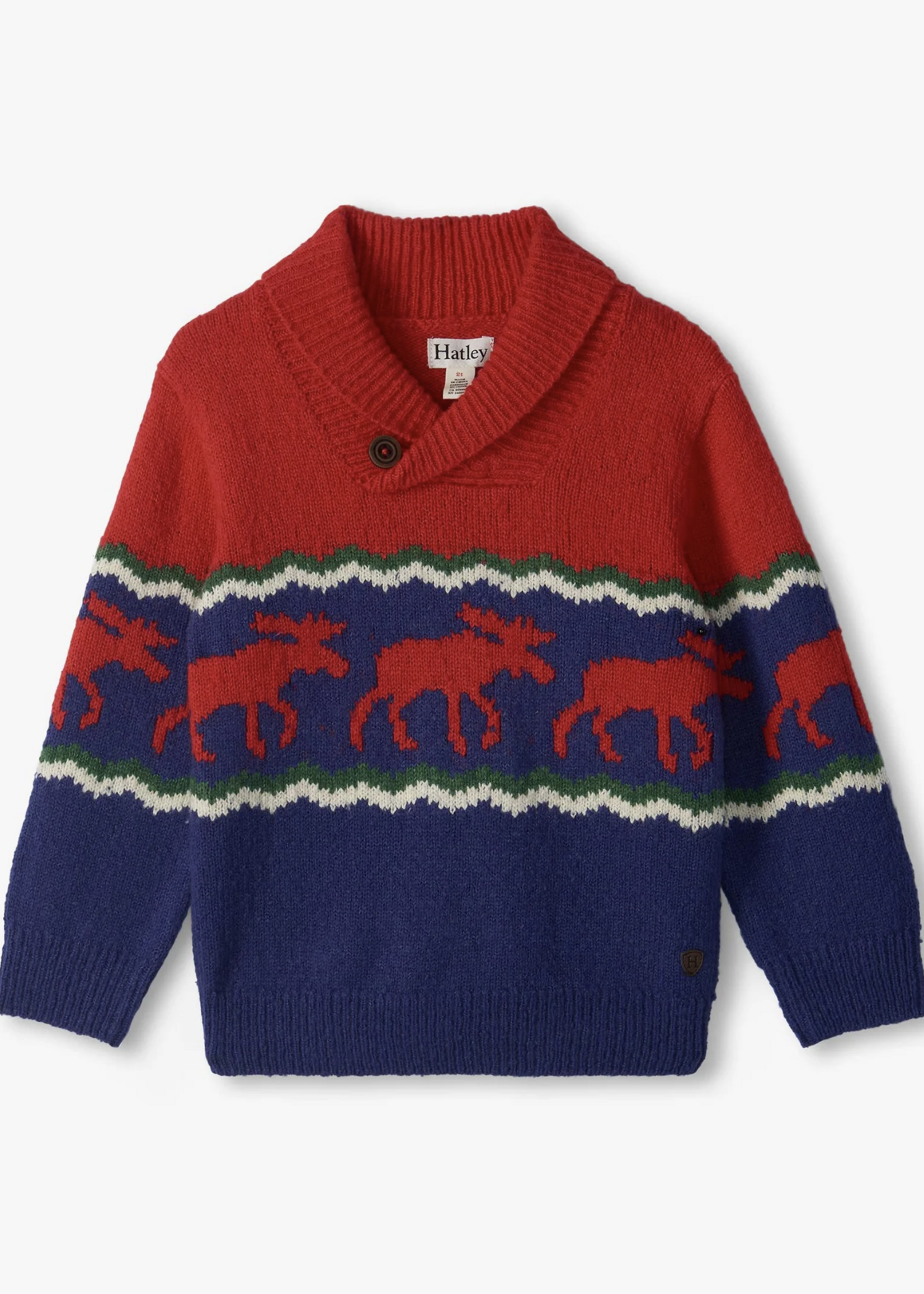 Hatley Kids Holiday Moose Pullover Sweater
