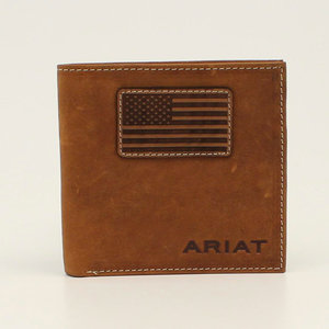 Ariat Flag Patch Logo Med. Brown Bifold Wallet