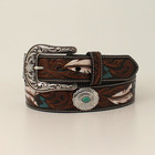 Ariat Turq. Feather "Yellowstone" Concho Floral Belt