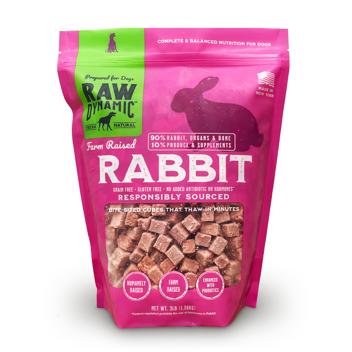 Frozen rabbit dog food deals