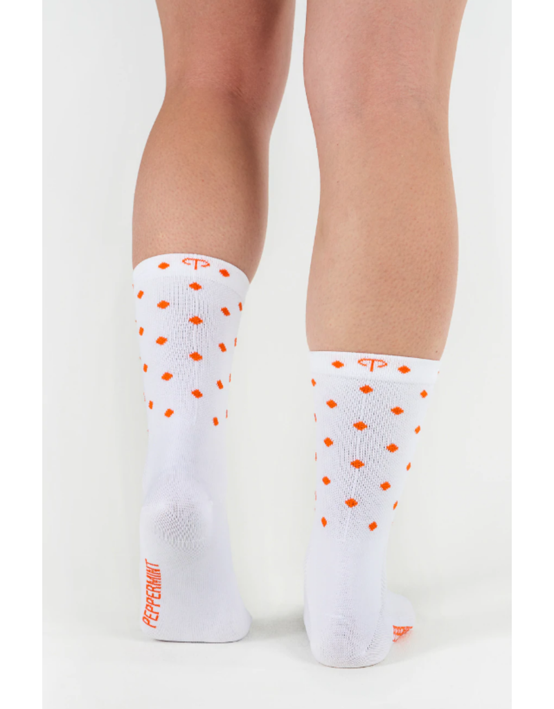 Peppermint Cycling Peppermint Cycling Signature Socks Knit Dots Bright Coral