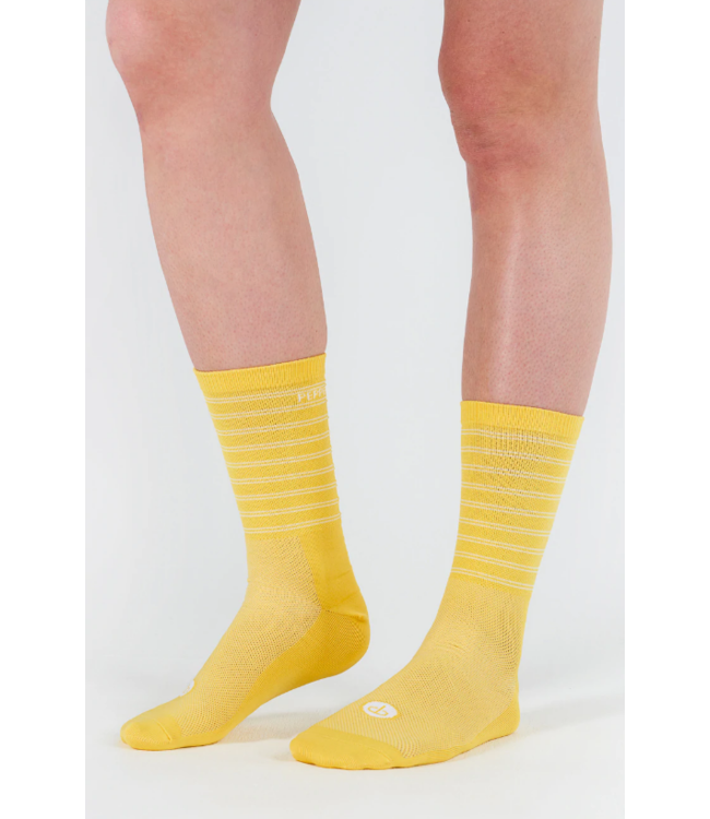 Peppermint Cycling Signature Socks Knit Stripes Lemon