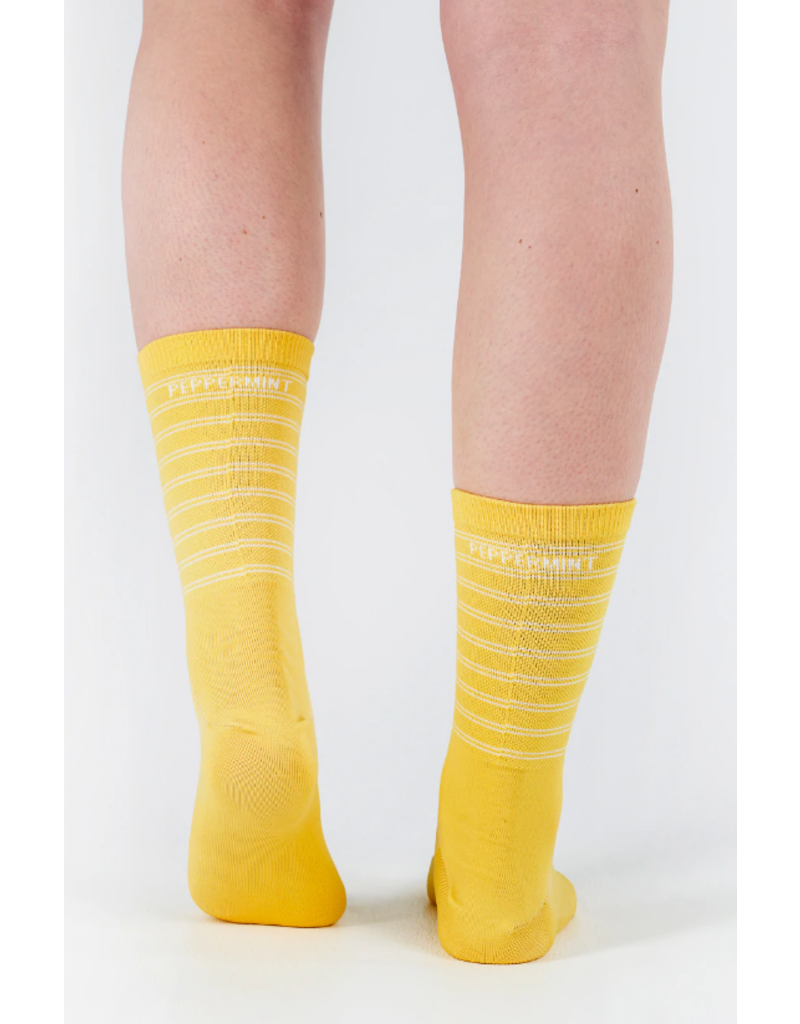 Peppermint Cycling Peppermint Cycling Signature Socks Knit Stripes Lemon