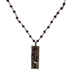 Silver Pendant with Beaded Garnet Necklace