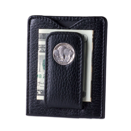 Buffalo Nickel Money Clip Wallet: Black