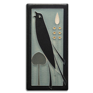 Motawi Tile: Songbird (Facing Left) Grey Blue