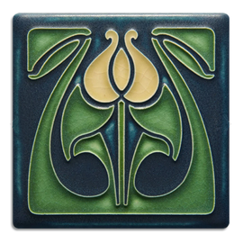 Motawi Tile: Tulip Bud Indigo