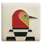 Motawi Mini Tile: Woodpecker Cream