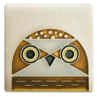 Motawi Mini Tile: Owlet Cream