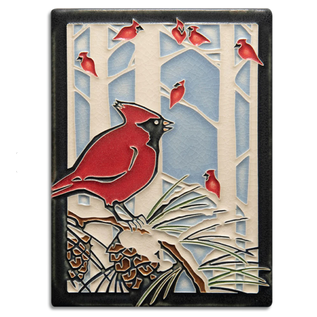 Motawi Tile: Winter Cardinals