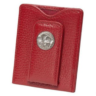 Buffalo Nickel Money Clip Wallet: Red