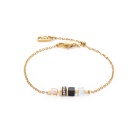 Coeur de Lion Bracelet: Mini Cubes & Chain gold-black