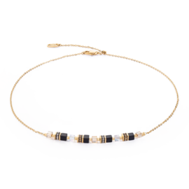 Coeur de Lion Necklace: Mini Cubes & Chain gold-black