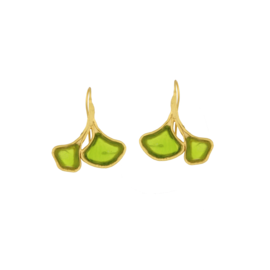 Ginkgo Two Leaf Frozen Wire Earrings