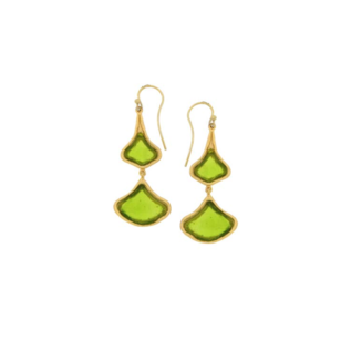 Ginkgo Two Leaf drop wire earrings