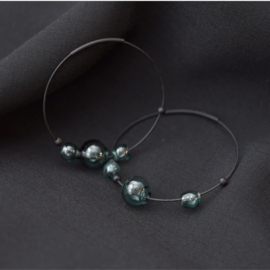 Eclipse Hoops Earrings (Glass Aqua)
