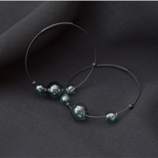 Eclipse Hoops Earrings (Glass Aqua)