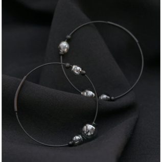 Eclipse Hoops Earrings (Glass Grey)