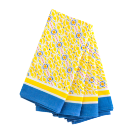 Double Lemon with Orange Marigold Dinner Napkins, set of 4