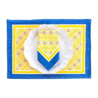 Double Lemon with Orange Marigold Dinner Napkins, set of 4